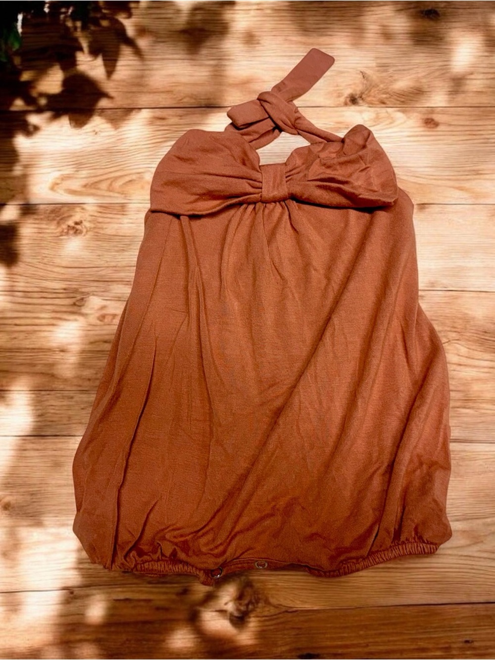 kate quinn Fall Rust Brown Bubble Bow Halter One-Piece for Baby 3-6 months